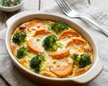 Layered broccoli with sweet potato