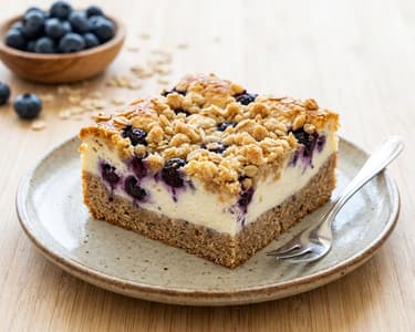 Blueberry and Cottage Cheese Pie with Oat Crumble
