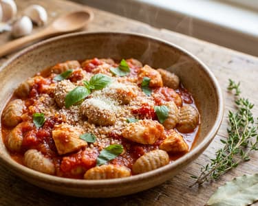 Gnocchi paradicsomszósszal és csirkével