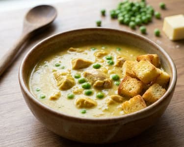 Curry Chicken Soup with Green Peas