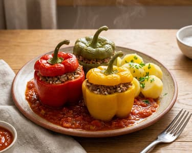 Stuffed Peppers in Tomato Sauce