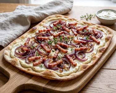 Alsatian Pizza (Flammkuchen) | Crispy and Creamy