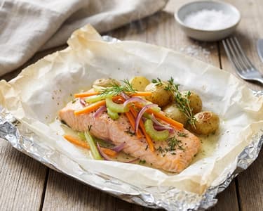 Salmon baked in parchment paper | Healthy and juicy dish