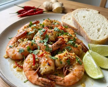 Grilled prawns in citrus-garlic marinade