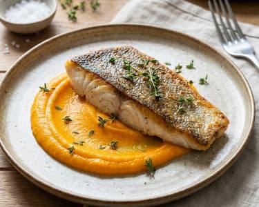 Pike-perch fillet with carrot purée