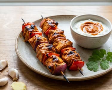 Csirke tikka masala nyársak
