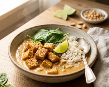 Mogyorós curry kókusztejjel és tempeh-vel