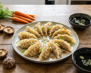 Gyoza dumplings with tofu and vegetables