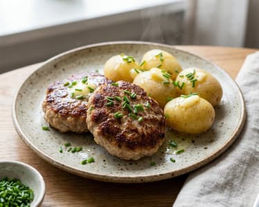 Juicy Turkey Patties with Chive Potatoes