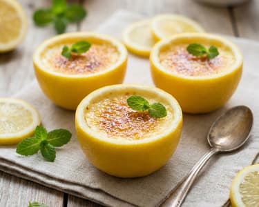 Lemon Crème Brûlée Served in Lemon Peels