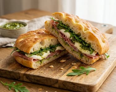 Focaccia szendvics sonkával és mozzarellával