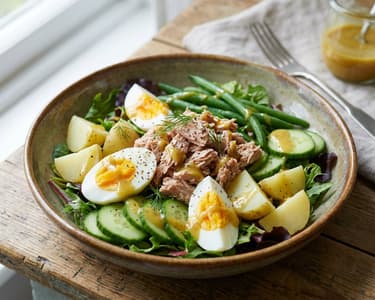 Tuna salad with egg and potato