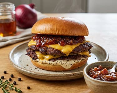 Smash burger bacon lekvárral és borsos majonézzel