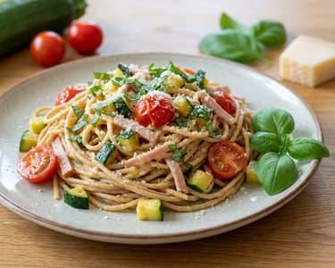Sonkás-cukkinis carbonara
