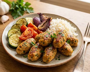 Pulyka kofta sült zöldségekkel
