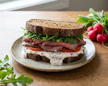 Roastbeef szendvics retek mártogatóssal
