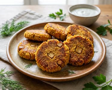 Carrot patties with millet and smoked tofu