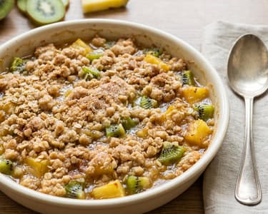 Egzotikus gyümölcsös crumble | Ropogós morzsasüti ananásszal és kiwivel