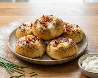 Sós bucik szalonnával és mozzarellával