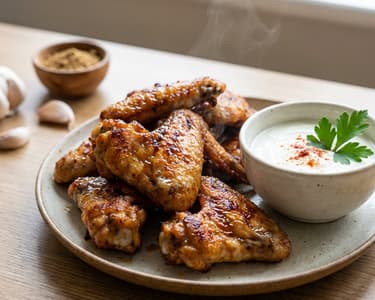 Grillezett csirkeszárnyak joghurtos mártogatóssal