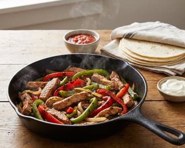 Pork Fajitas with Colorful Peppers