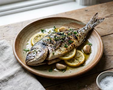 Grilled Sea Bream with Garlic and Lemon