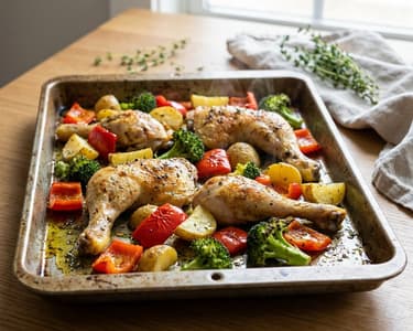 Egytepsis sült csirke burgonyával és zöldségekkel