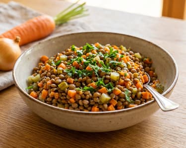 Refreshing Lentil Salad with Carrots and Gherkins
