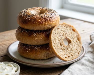 Homemade Whole Wheat Bagels with Seeds