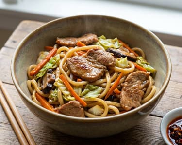 Asian Pork Stew with Rice Noodles