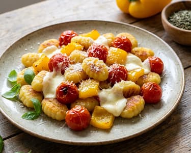 Ropogós tepsis gnocchi zöldségekkel