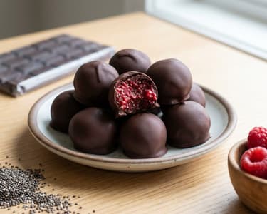 Chocolate Raspberry Bites with Chia Seeds