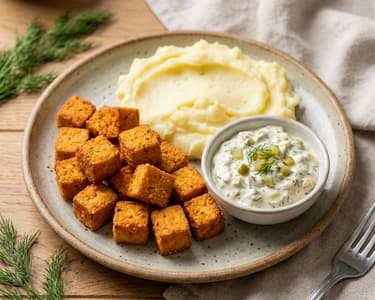 Házi lencse tofu krémes burgonyapürével