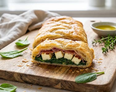 Spinach and Halloumi Savory Roll with Prosciutto
