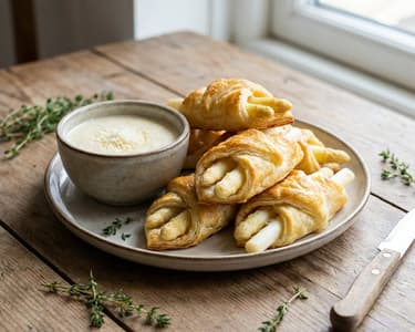 Spárgás tekercs parmezános mártogatóssal