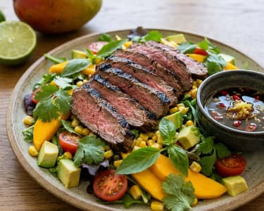 Thai flank steak salad with mango and avocado