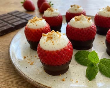 Fresh Strawberries with Crème Fraîche and Chocolate
