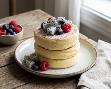 Japanese Soufflé Pancakes with Fresh Fruits