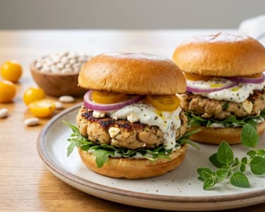 White Bean Veggie Miniburger with Feta