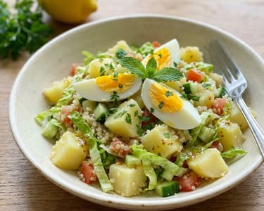 Potato salad with egg and quinoa