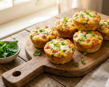 Tojásos muffin sonkával és mozzarellával