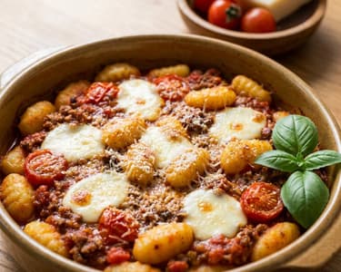Gnocchi Bolognese with Mozzarella