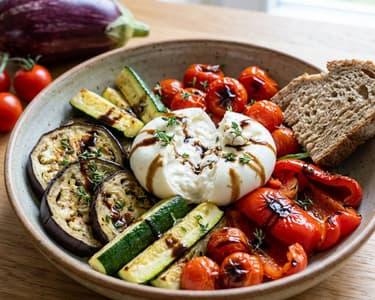 Roasted Vegetable Salad with Burrata | Mediterranean Delight