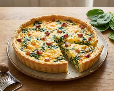 Cheesy Quiche with Spinach and Ham