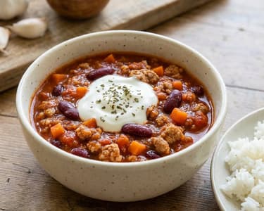 Turkey Chili with Kidney Beans and Rice