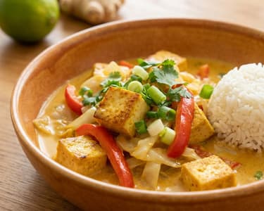 Thai kókuszos curry zöldségekkel és rizzsel