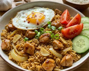 Indonéz sült rizs – Nasi goreng csirkével