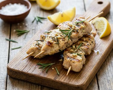 Grillezett csirkemell nyársak rozmaringgal és fokhagymával