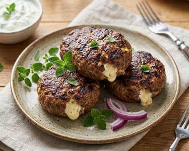 Greek Bifteki | Feta-stuffed Juicy Meat Patty
