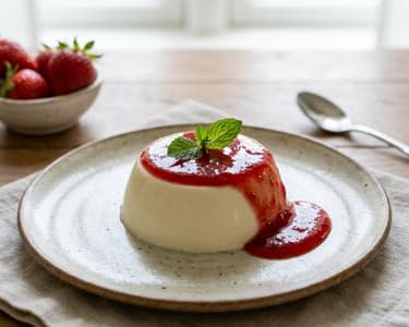 Panna cotta with strawberries